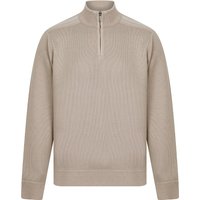 Jumpers Denzel Knit Lined Quarter Zip Funnel Neck Knitted Jumper in Beige – Kensington Eastside Jumpers Denzel Knit Lined Quarter Zip Funnel Neck Knitted Jumper in Beige – Kensington Eastside