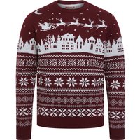 Jumpers Men’s Fly Jacquard Nordic Fair Isle Knitted Christmas Jumper in Claret – Merry Christmas Jumpers Men’s Fly Jacquard Nordic Fair Isle Knitted Christmas Jumper in Claret – Merry Christmas