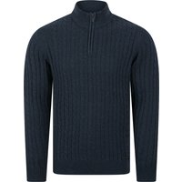Jumpers Darren Recycled Cotton Chunky Cable Knit Quarter Zip Funnel Neck Jumper in Navy Twist Jumpers Darren Recycled Cotton Chunky Cable Knit Quarter Zip Funnel Neck Jumper in Navy Twist