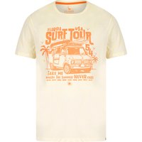 Shirts Surf Tour Motif Cotton Jersey Shirt in Marshmallow White – South Shore Shirts Surf Tour Motif Cotton Jersey Shirt in Marshmallow White – South Shore