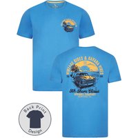 Shirts Agger Back Print Vintage Retro Graphic Motif Cotton Jersey Shirt in Azure Blue – South Shore Shirts Agger Back Print Vintage Retro Graphic Motif Cotton Jersey Shirt in Azure Blue – South Shore