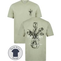 Shirts Tassos Vintage Retro Reverse Graphic Print Cotton Jersey Shirt in Seagrass Shirts Tassos Vintage Retro Reverse Graphic Print Cotton Jersey Shirt in Seagrass