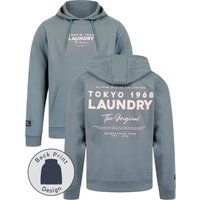 Hoodies Sweatshirts Kole Motif Brushback Fleece Pullover Hoodie with Back Print in Cool Grey