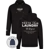 Hoodies Sweatshirts Kole Motif Brushback Fleece Pullover Hoodie with Back Print in Black