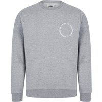 Hoodies Sweatshirts Dylon Motif Brushback Fleece Pullover Crew Neck Sweatshirt with Back Print in Light Grey Marl