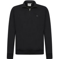 Hoodies Sweatshirts Diageo Cotton Blend Quarter Zip Funnel Neck Brushback Fleece Pullover Sweatshirt in Jet Black