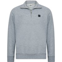 Hoodies Sweatshirts Diageo Cotton Blend Quarter Zip Funnel Neck Brushback Fleece Pullover Sweatshirt in Light Grey Marl