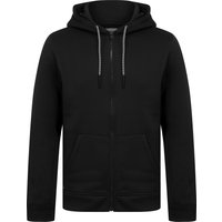 Hoodies Sweatshirts Emund Plain Brushback Fleece Zip Through Hoodie in Jet Black