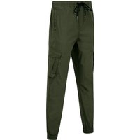 Trousers Fairbanks Stretch Cotton Blend Elastic Waist Multi-Pocket Cargo Trousers in Grape Leaf
