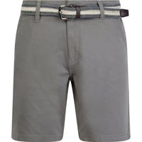 Shorts Emiliano Stretch Cotton Twill Chino Shorts with Woven Belt in Oyster Grey Shorts Emiliano Stretch Cotton Twill Chino Shorts with Woven Belt in Oyster Grey
