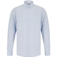 Shirts Helios Classic Collar Long Sleeve Cotton Linen Shirt in Soft Blue Shirts Helios Classic Collar Long Sleeve Cotton Linen Shirt in Soft Blue