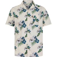 Shirts Jalisco Floral Print Short Sleeve Open Collar Hawaiian Shirt in White Alyssum