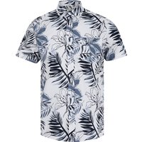 Shirts Mahana Tropical Print Short Sleeve Cotton Poplin Hawaiian Shirt in Optic White Shirts Mahana Tropical Print Short Sleeve Cotton Poplin Hawaiian Shirt in Optic White