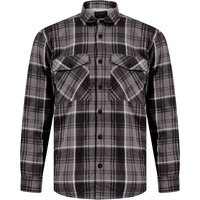 Shirts Kotka Borg Lined Cotton Flannel Checked Overshirt Jacket in Charcoal Check