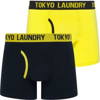 Mens Underwear Whitehead Pack Boxer Shorts Set in Blazing Yellow Sky Captain Navy