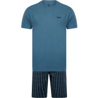 Loungewear Tengen Piece Jersey Cotton Crew Neck Shirt and Check Shorts Lounge Set in Copen Blue Loungewear Tengen Piece Jersey Cotton Crew Neck Shirt and Check Shorts Lounge Set in Copen Blue