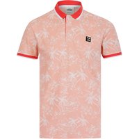 Polo Shirts Milo Cotton Blend Pique Tropical Hawaiian Print Polo Shirt in Coral Cloud Polo Shirts Milo Cotton Blend Pique Tropical Hawaiian Print Polo Shirt in Coral Cloud