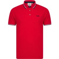 Polo Shirts Sonik Cotton Pique Polo Shirt with Tipping in Tokyo Red Polo Shirts Sonik Cotton Pique Polo Shirt with Tipping in Tokyo Red