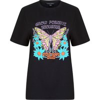 Shirts Butterfly Graphic Motif Cotton Jersey Crew Neck Shirt in Jet Black – Weekend Vibes Shirts Butterfly Graphic Motif Cotton Jersey Crew Neck Shirt in Jet Black – Weekend Vibes