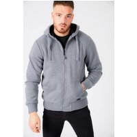Hoodies Sweatshirts Bolo Zip Through Chunky Hoodie With Borg Lining In Mid Grey Marl – Dissident