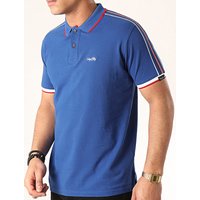 Polo Shirts Hitch Cotton Pique Polo Shirt with Stripe Tape Detail In Sea Surf Blue Polo Shirts Hitch Cotton Pique Polo Shirt with Stripe Tape Detail In Sea Surf Blue