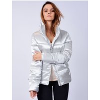 Coats Jackets Edona Satin Quilted Puffer Jacket in Whisper Grey Coats Jackets Edona Satin Quilted Puffer Jacket in Whisper Grey