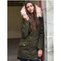 Coats Jackets Teegan Parka Jacket in Khaki with Detachable Peachy Keen Fur Hood Coats Jackets Teegan Parka Jacket in Khaki with Detachable Peachy Keen Fur Hood