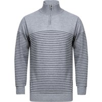 Jumpers Humphrey Striped Half Zip Neck Knit Jumper in Grey – Kensington Eastside