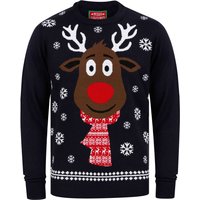 Jumpers Men’s Rudolph Scarf Motif Novelty Christmas Jumper in Ink – Merry Christmas Jumpers Men’s Rudolph Scarf Motif Novelty Christmas Jumper in Ink – Merry Christmas