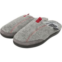 Slippers Clayed Fleece Lined Mule Slippers with Stitch Detail in Grey – – Slippers Clayed Fleece Lined Mule Slippers with Stitch Detail in Grey – –