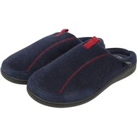 Slippers Clayed Fleece Lined Mule Slippers with Stitch Detail in Navy – –
