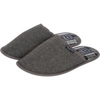 Slippers Firth Herringbone Mule Slippers with Checked Lining in Grey – –