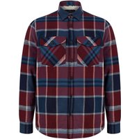 Shirts Pokhara Borg Lined Cotton Flannel Checked Overshirt Jacket in Red Navy Shirts Pokhara Borg Lined Cotton Flannel Checked Overshirt Jacket in Red Navy