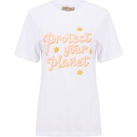 Shirts Protect Your Planet Slogan Motif Cotton Shirt in Bright White – Weekend Vibes M Shirts Protect Your Planet Slogan Motif Cotton Shirt in Bright White – Weekend Vibes M