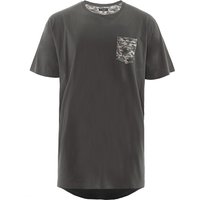Shirts Bovary Longline Shirt with Camo Print Chest Pocket in Slate