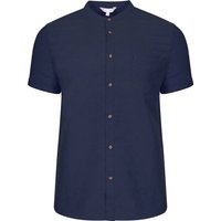 Shirts Clayton Granddad Collar Button Up Shirt in Navy