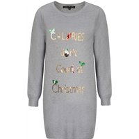 Jumpers Ladies Calories Don’t Count Sequin Longline Christmas Jumper In Grey Jumpers Ladies Calories Don’t Count Sequin Longline Christmas Jumper In Grey