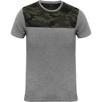 Shirts Rikki Camouflage Print Yoke Crew Neck Shirt in Grey Marl Shirts Rikki Camouflage Print Yoke Crew Neck Shirt in Grey Marl