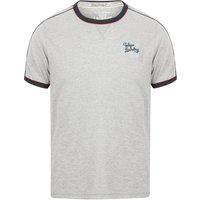Shirts Fernfield Cotton Shirt with Woven Stripe Sleeves in Light Grey Marl Shirts Fernfield Cotton Shirt with Woven Stripe Sleeves in Light Grey Marl