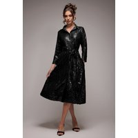 Sequin Skater Shirt Dress – Black by Goddiva