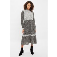Louche Elsie Flower Spot Print Mix And Match Long Sleeve Tie Midi Dress