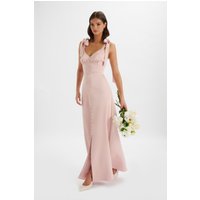 Lavish Alice REVE Satin Tie Shoulder Maxi Dress in Pink X