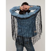 Party Back Sequinned Tassel Denim Shirt Party Back Sequinned Tassel Denim Shirt
