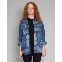‘Peace’ Laser Print Denim Shirt in Blue ‘Peace’ Laser Print Denim Shirt in Blue