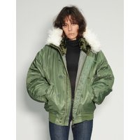 Zipped Hooded Flying Jacket in Green Zipped Hooded Flying Jacket in Green