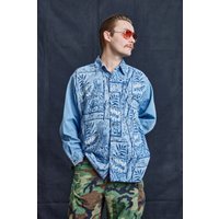 Fern Print Denim Shirt in Blue Fern Print Denim Shirt in Blue