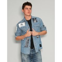 Denim Patched Shirt in Light Blue Denim Patched Shirt in Light Blue