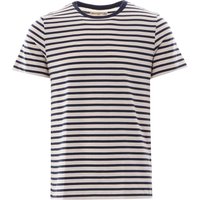 Merz b Schwanen Striped Crew Neck Shirt – NavyNatural Merz b Schwanen Striped Crew Neck Shirt – NavyNatural
