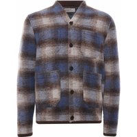 Universal Works Checked Wool Fleece Cardigan – BlueBrown Universal Works Checked Wool Fleece Cardigan – BlueBrown