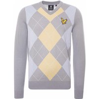 Lyle & Scott x Stuarts London Argyle V-Neck Jumper – Porto GreySkyCorn Yellow